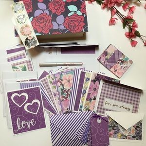 Hand Crafted Deluxe Purple Card Set with Keepsake Box